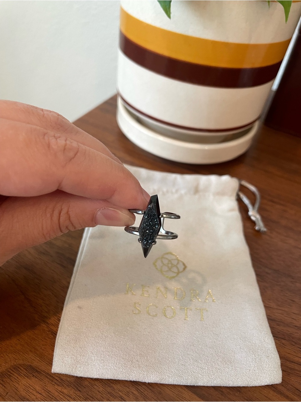 Kendra Scott Black Drusy Boyd Ring